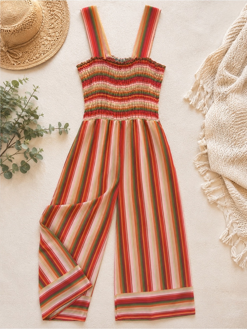 Good Luck Gem Multicolor Striped Maxi Dress in Red, Green and Tan